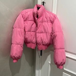 Brand new baby pink zara cropped puffer jacket